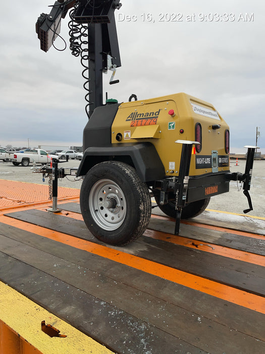 2022 Allmand NLV3GR (4) LED Light Fixture 350W, 23' Vertical Mast, 3kW Prime, Towable, Deep Sea L401, Leveling Jacks, Yanmar T4F 5.8hp