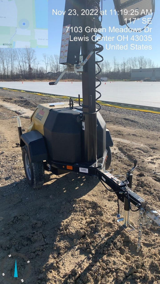 2022 Allmand NLV3GR (4) LED Light Fixture 350W, 23' Vertical Mast, 3kW Prime, Towable, ES Decals, T3