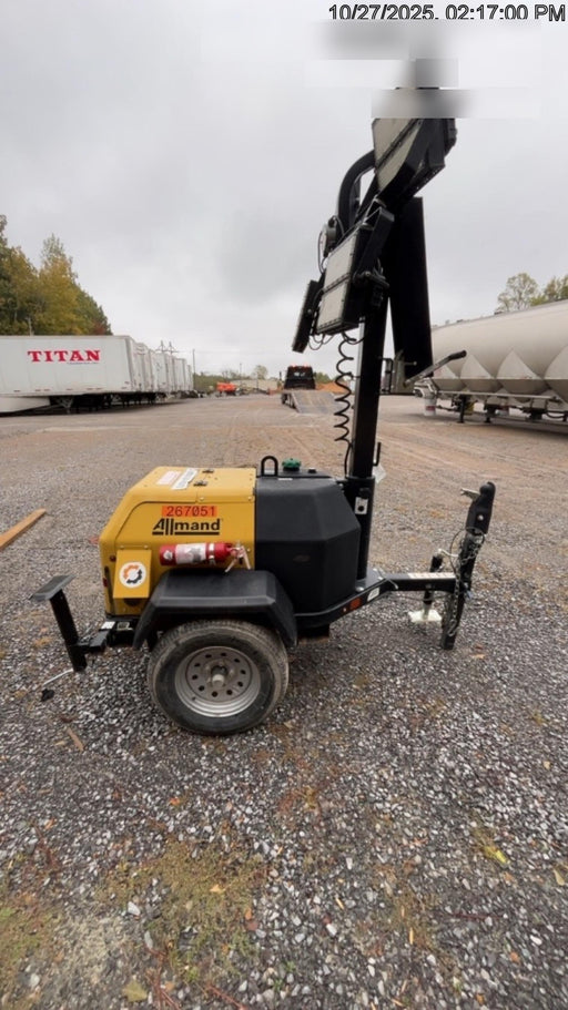 2022 Allmand NLV3GR (4) LED Light Fixture 350W, 23' Vertical Mast, 3kW Prime, Towable, ES Decals, T3