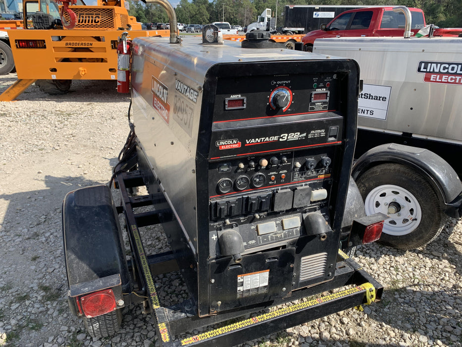 2019 Lincoln Electric Vantage 322 Welder Ready-Pak 3, Two wheel trailer, Fender and Light kit, Cable Rack
