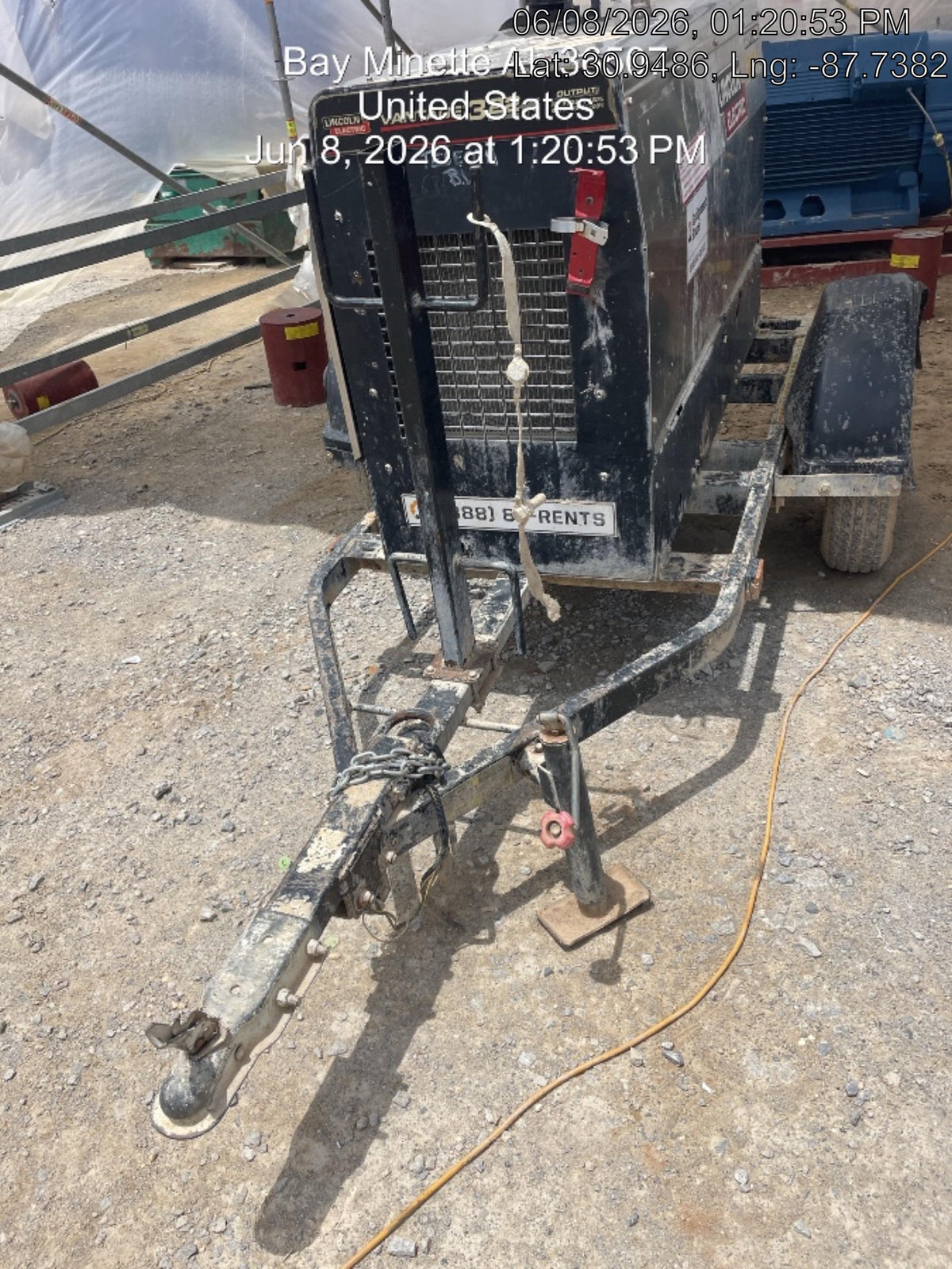 2019 Lincoln Electric Vantage 322 Welder Ready-Pak 3, Two wheel trailer, Fender and Light kit, Cable Rack