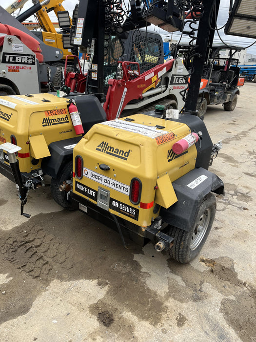 2021 Allmand NLV3GR (4) LED Light Fixture 350W, 23' Vertical Mast, 3kW Prime, Towable, Deep Sea L401, Leveling Jacks, Yanmar T4F 5.8hp