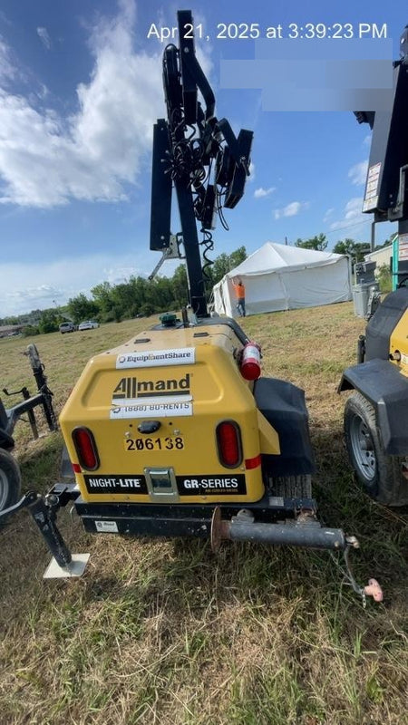 2022 Allmand NLV3GR (4) LED Light Fixture 350W, 23' Vertical Mast, 3kW Prime, Towable, Deep Sea L401, Leveling Jacks, Yanmar T4F 5.8hp