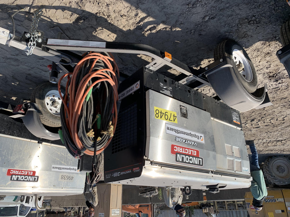 2019 Lincoln Electric Vantage 322 Ready-Pak 3, Two Wheel Trailer, Fender and Light Kit, Cable Rack