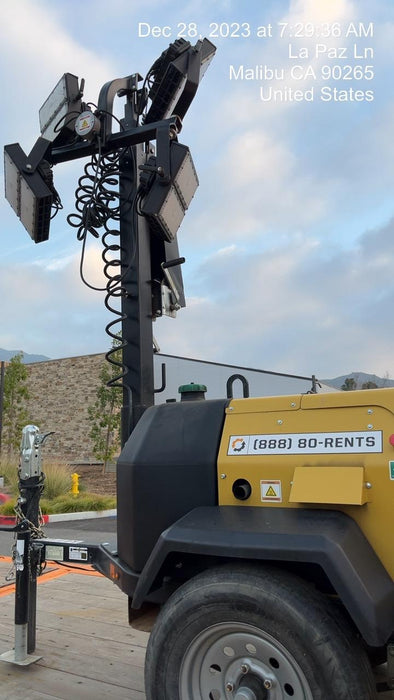 2022 Allmand NLV3GR (4) LED Light Fixture 350W, 23' Vertical Mast, 3kW Prime, Towable, Deep Sea L401, Leveling Jacks, Yanmar T4F 5.8hp