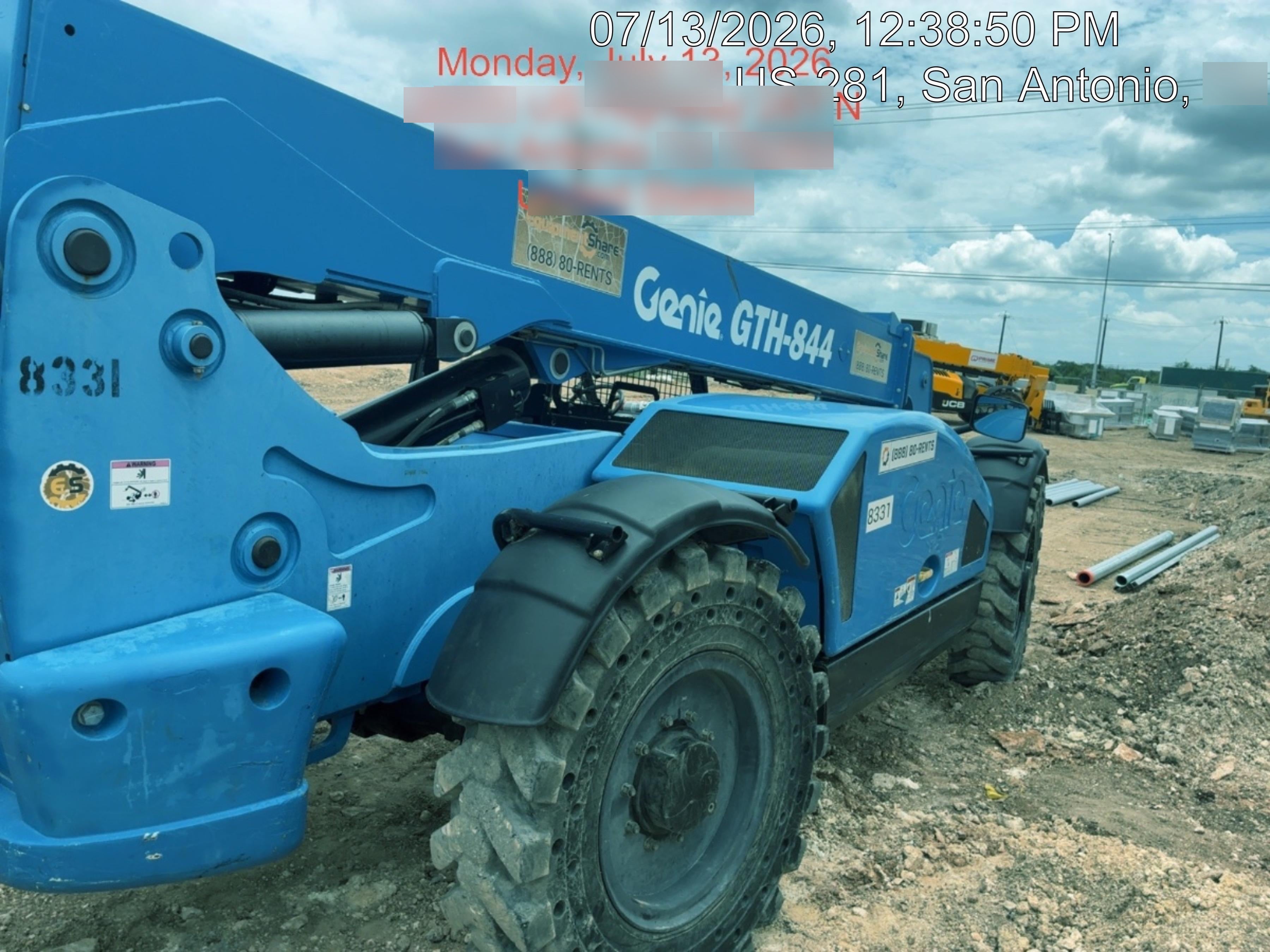 2018 Genie GTH-844 Genie GTH-844D w/Open ROPS, Solid Tires, Work Light/Beacon, 60" Carriage and Forks