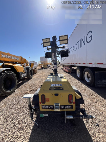 2020 Allmand NLV3GR (4) LED Light Fixture 350W, 23' Vertical Mast, 3kW Prime, Towable, Deep Sea L401, Leveling Jacks, Yanmar T4F 5.8hp