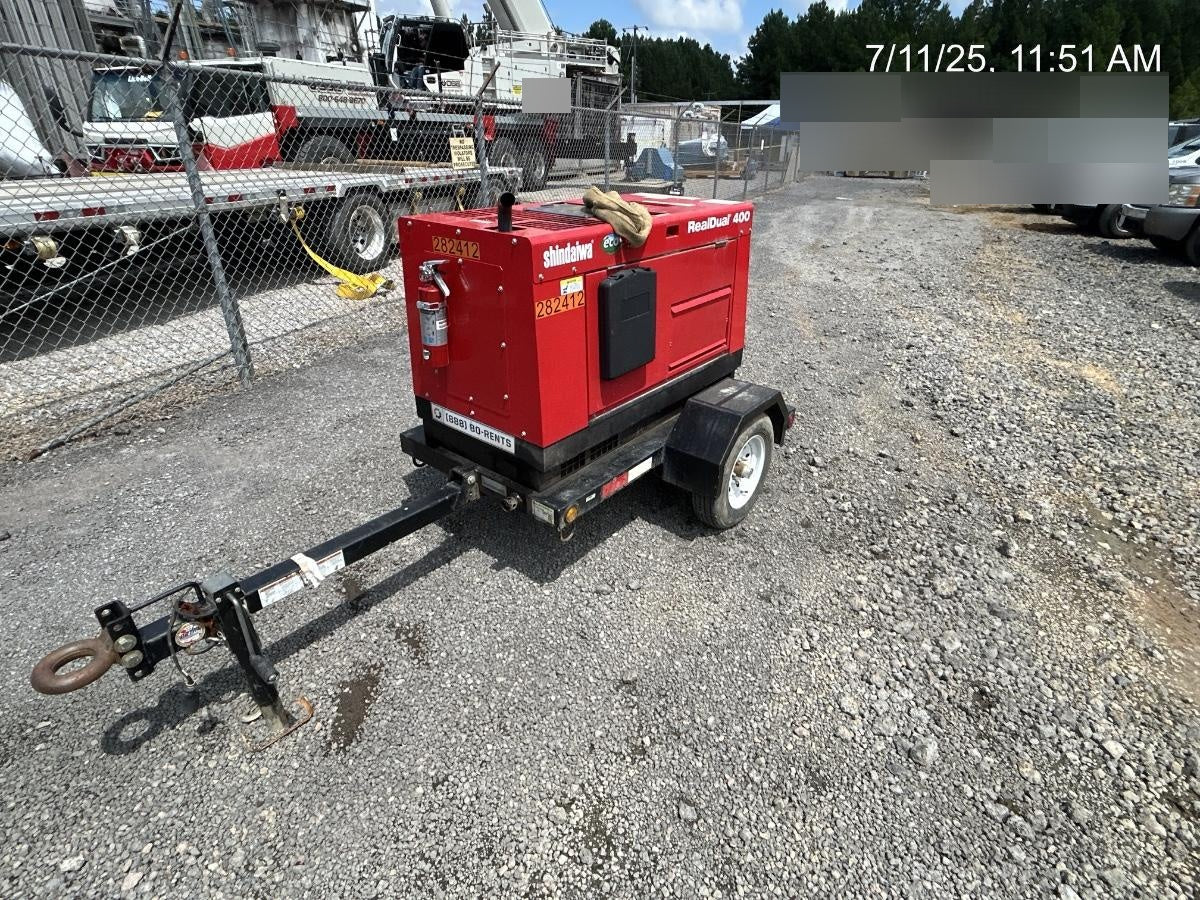2022 Shindaiwa DGW400MDL Kubota D902 Engine, 23 HP, Dual Op Welder, Wire, Arc, Droop Stick, Tig, and CC Stick Functionality, Simulphase, 3 Phase and 1 Phase Gen Output, Single Axle NB Trlr, Slr Trckl Chrg 12V 12W, Fire Ext