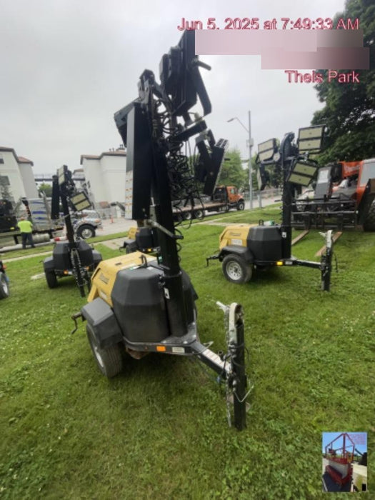 2022 Allmand NLV3GR (4) LED Light Fixture 350W, 23' Vertical Mast, 3kW Prime, Towable, ES Decals, T3