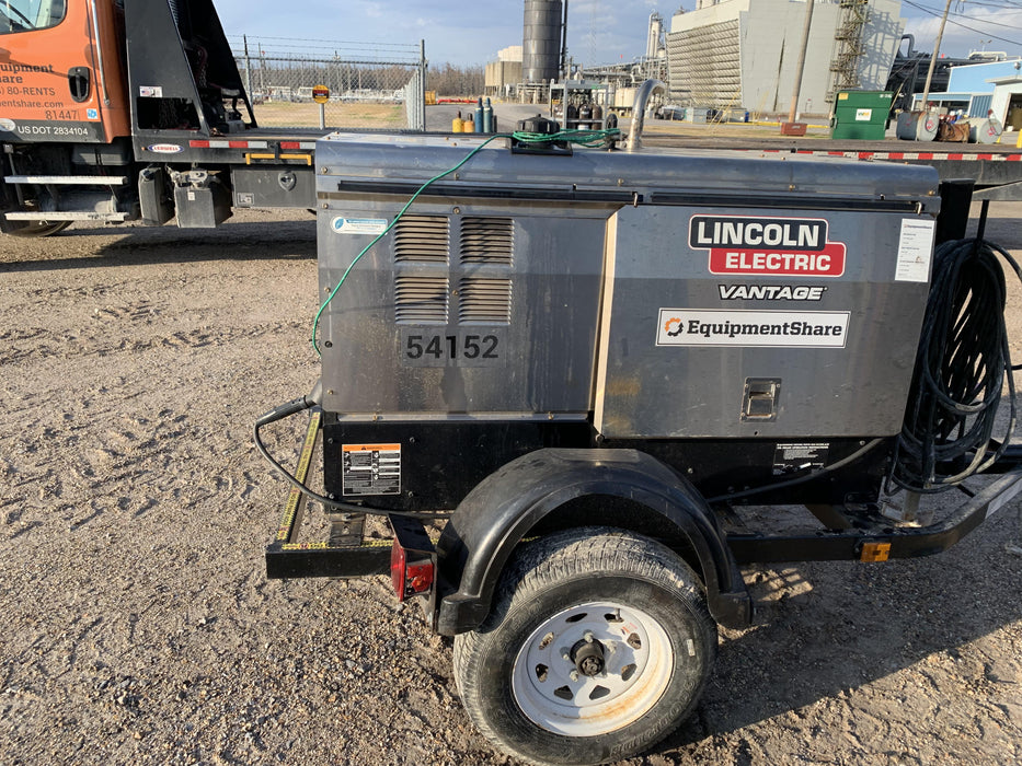 2019 Lincoln Electric Vantage 322 Welder Ready-Pak 3, Two wheel trailer, Fender and Light kit, Cable Rack