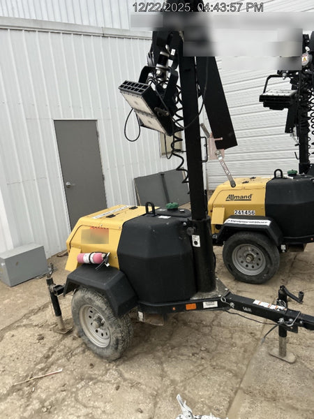 2022 Allmand NLV3GR (4) LED Light Fixture 350W, 23' Vertical Mast, 3kW Prime, Towable, Deep Sea L401, Leveling Jacks, Yanmar T4F 5.8hp