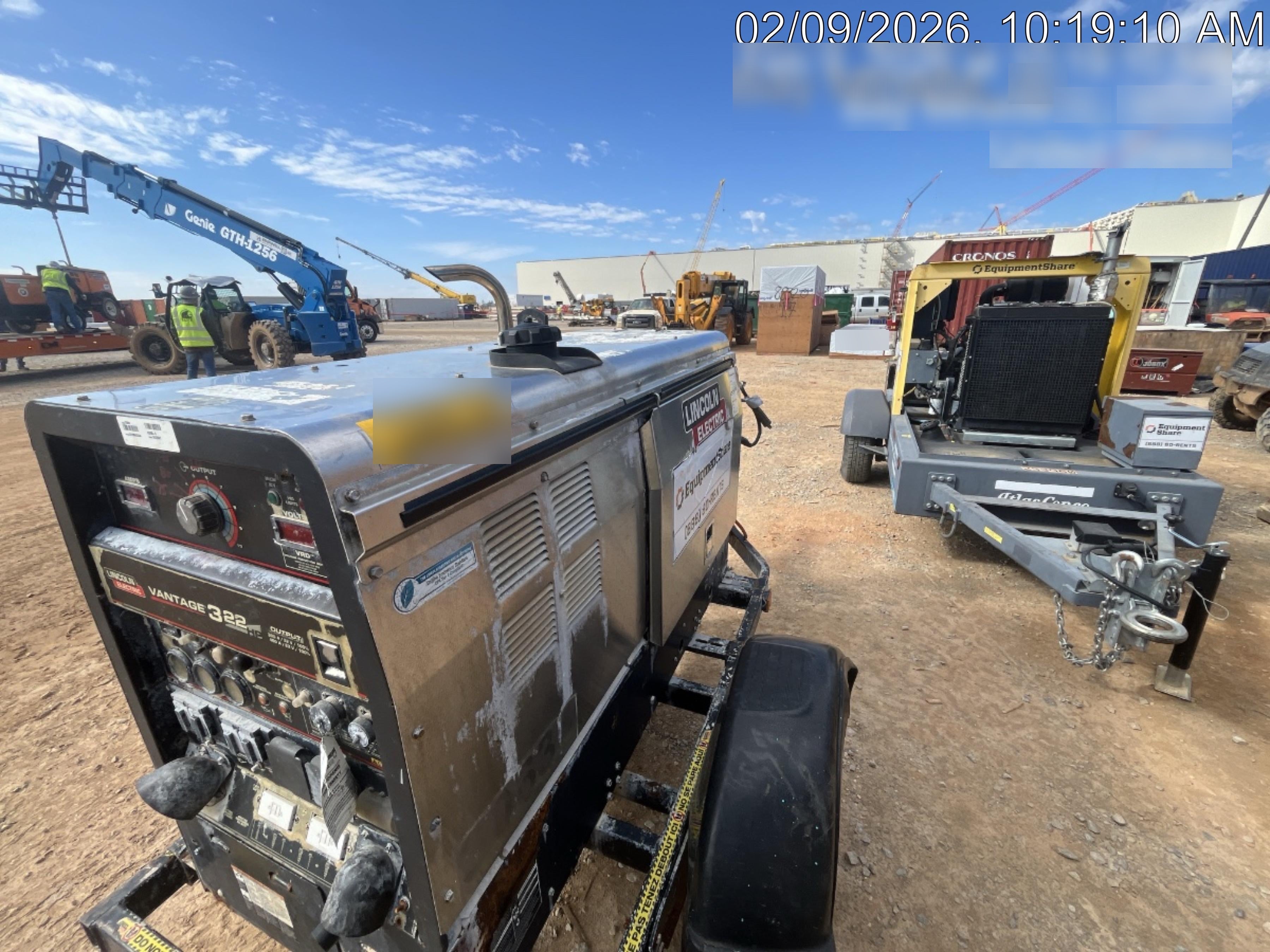 2019 Lincoln Electric Vantage 322 Welder Ready-Pak 3, Two wheel trailer, Fender and Light kit, Cable Rack