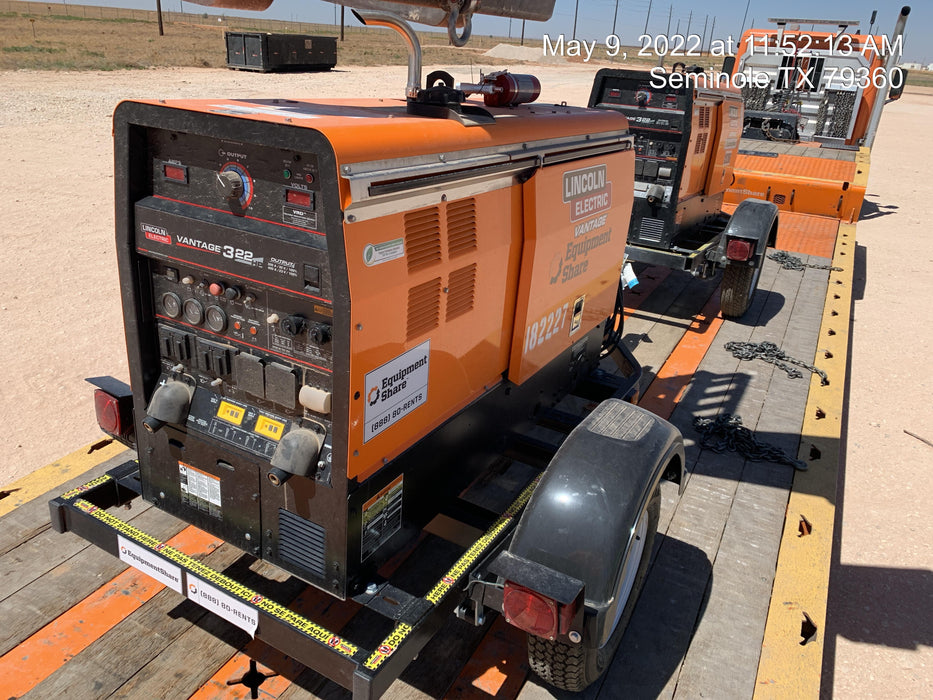 2021 Lincoln Electric Vantage 322 Vantage 322 Ready Pak 3 w/ Decals, ORANGE (includes trailer, cable rack, fender light kit) NO Telematics