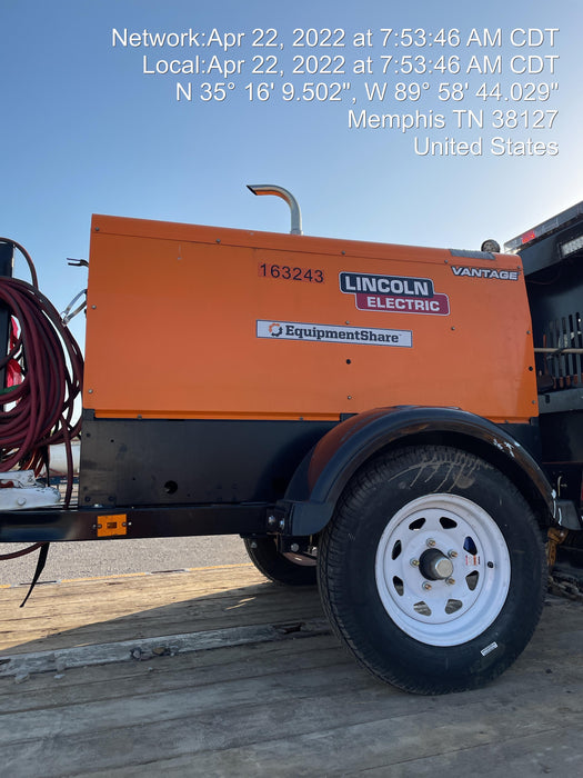 2021 Lincoln Electric Vantage 322 Vantage 322 Ready Pak 3 w/ Decals, ORANGE (includes trailer, cable rack, fender light kit) NO Telematics