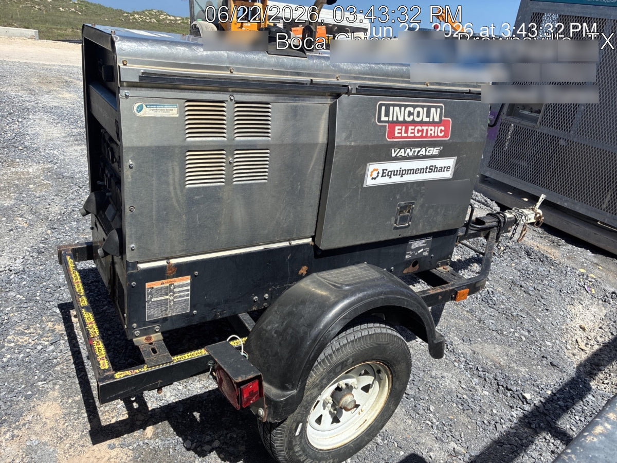 2019 Lincoln Electric Vantage 322 Ready-Pak 3, Two Wheel Trailer, Fender and Light Kit, Cable Rack