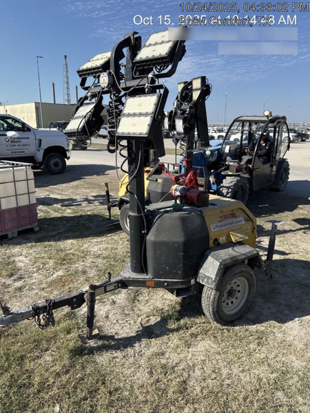 2022 Allmand NLV3GR (4) LED Light Fixture 350W, 23' Vertical Mast, 3kW Prime, Towable, Deep Sea L401, Leveling Jacks, Yanmar T4F 5.8hp