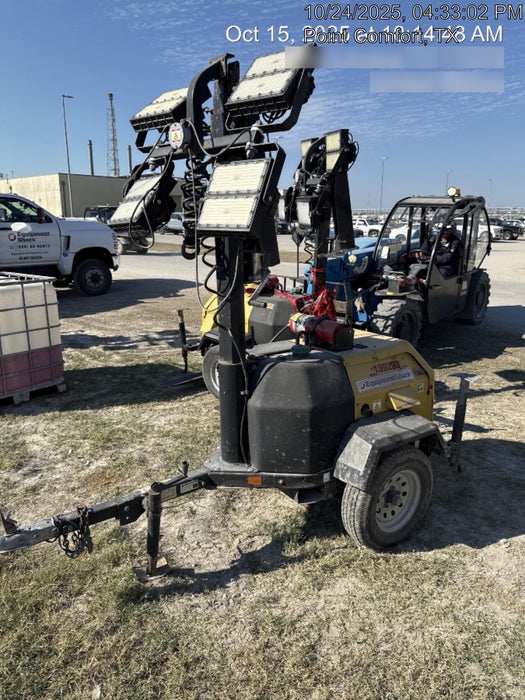 2022 Allmand NLV3GR (4) LED Light Fixture 350W, 23' Vertical Mast, 3kW Prime, Towable, Deep Sea L401, Leveling Jacks, Yanmar T4F 5.8hp