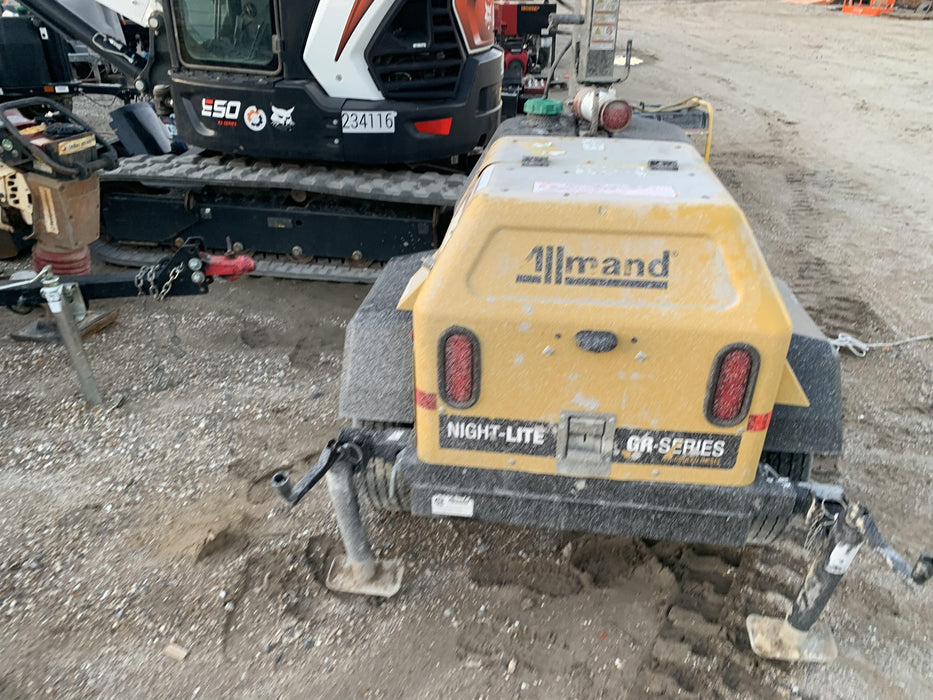 2022 Allmand NLV3GR (4) LED Light Fixture 350W, 23' Vertical Mast, 3kW Prime, Towable, Deep Sea L401, Leveling Jacks, Yanmar T4F 5.8hp