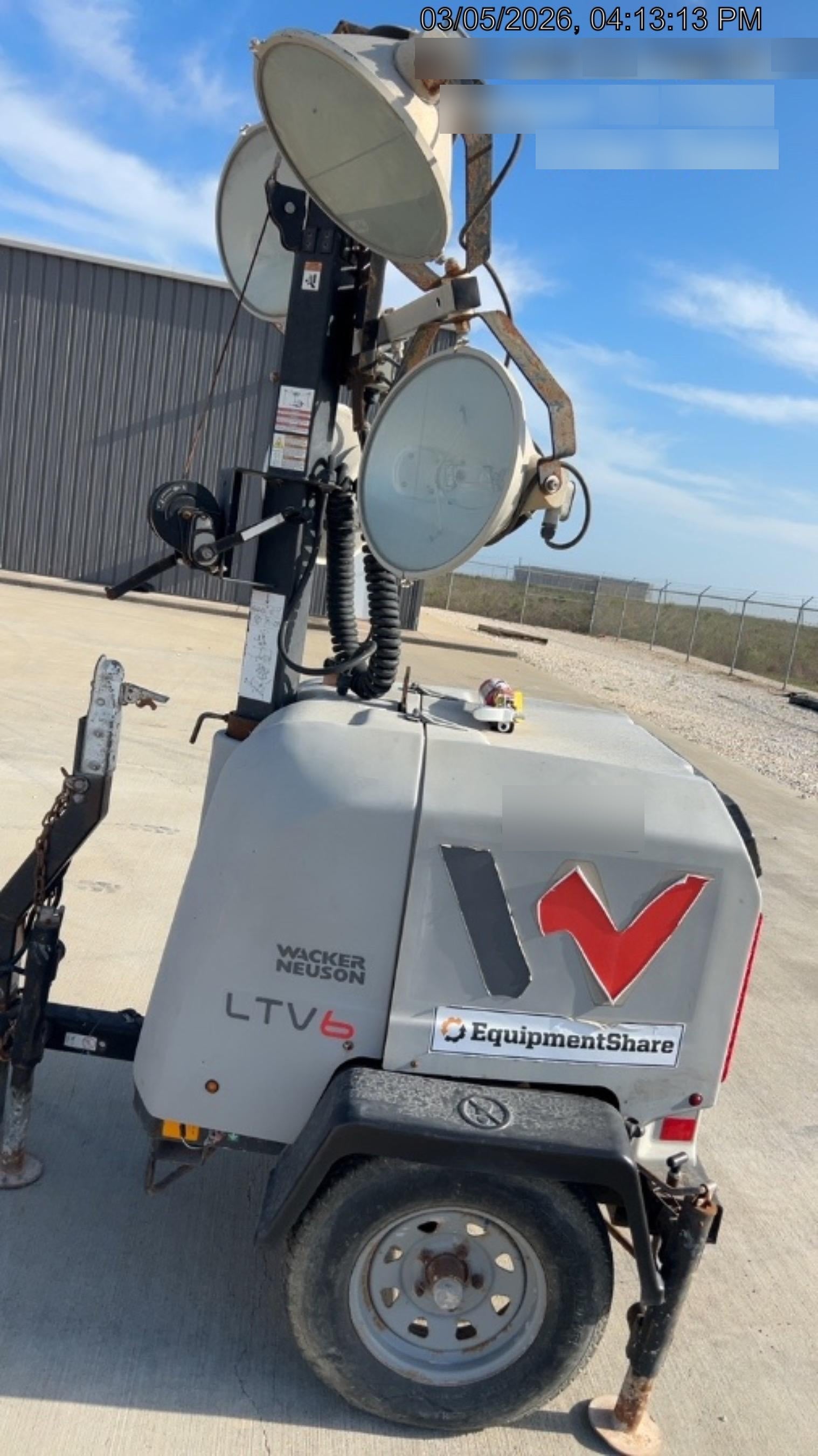2018 Wacker Neuson LTV6K-MH Wacker Neuson LTV6K Mobile Light Tower w/Fuel Level Sensor Installed