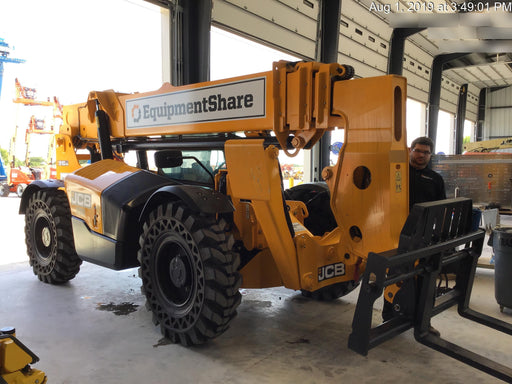 2019 JCB 510-56 Enclosed Cab, 74 HP, Solid Tires, Worklights, Beacon, Aux Hydraulics, Lifting Eye 66" Carriage/60" Forks
