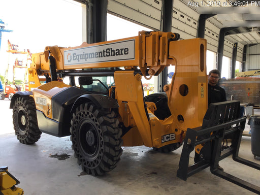 2019 JCB 510-56 Enclosed Cab, 74 HP, Solid Tires, Worklights, Beacon, Aux Hydraulics, Lifting Eye 66" Carriage/60" Forks