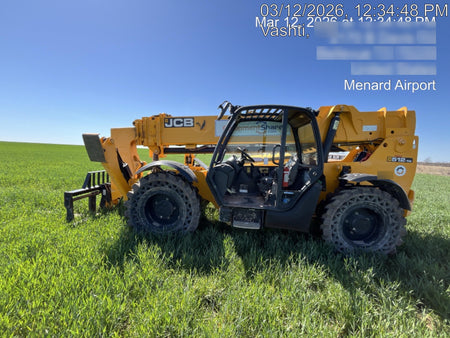 2019 JCB 512-56 109 HP w/Open ROPS, Beacon, Aux Hydraulics, Worklights, Solid Tires 60" Carriage/Forks