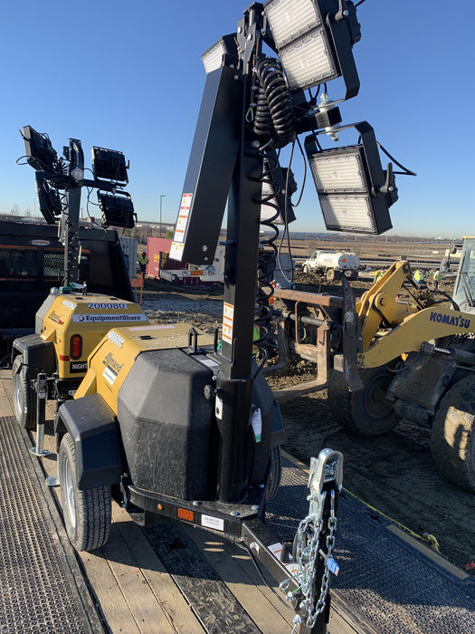 2022 Allmand NLV3GR (4) LED Light Fixture 350W, 23' Vertical Mast, 3kW Prime, Towable, Deep Sea L401, Leveling Jacks, Yanmar T4F 5.8hp