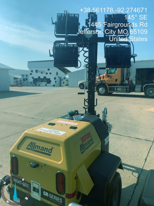 2022 Allmand NLV3GR (4) LED Light Fixture 350W, 23' Vertical Mast, 3kW Prime, Towable, Deep Sea L401, Leveling Jacks, Yanmar T4F 5.8hp