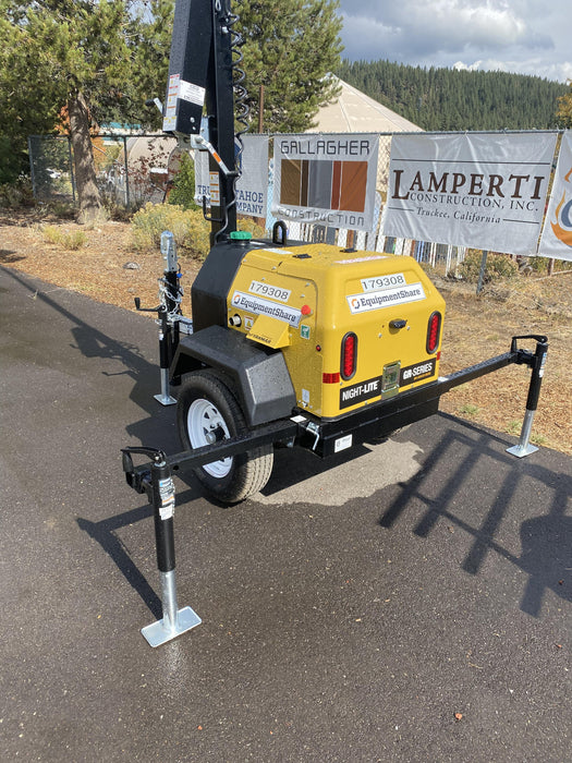 Allmand NLV3GR (4) LED Light Fixture 350W, 23' Vertical Mast, 3kW Prime, Towable, Deep Sea L401, Leveling Jacks, Yanmar T4F 5.8hp