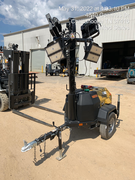 2022 Allmand NLV3GR (4) LED Light Fixture 350W, 23' Vertical Mast, 3kW Prime, Towable, Deep Sea L401, Leveling Jacks, Yanmar T4F 5.8hp