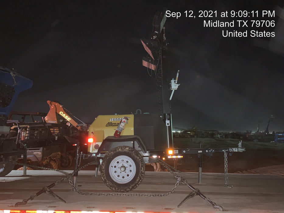 2021 Allmand NLV3GR (4) LED Light Fixture 350W, 23' Vertical Mast, 3kW Prime, Towable, Deep Sea L401, Leveling Jacks, Yanmar T4F 5.8hp