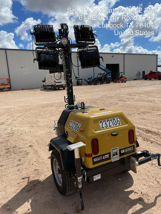 2022 Allmand NLV3GR (4) LED Light Fixture 350W, 23' Vertical Mast, 3kW Prime, Towable, Deep Sea L401, Leveling Jacks, Yanmar T4F 5.8hp