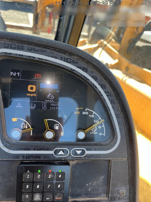 2019 JCB 512-56 109 HP w/CAB/HVAC, Beacon, Aux Hydraulics, Worklights, Solid Tires w/60" Carriage/Forks