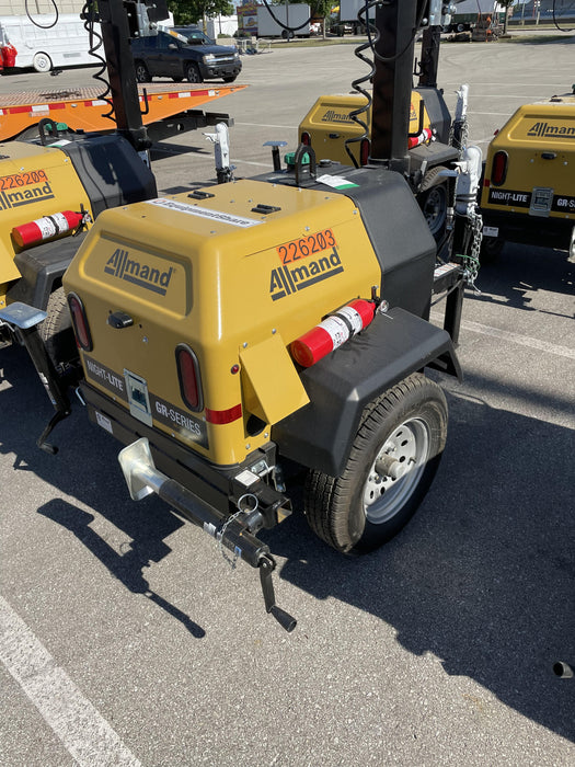 2022 Allmand NLV3GR (4) LED Light Fixture 350W, 23' Vertical Mast, 3kW Prime, Towable, Deep Sea L401, Leveling Jacks, Yanmar T4F 5.8hp