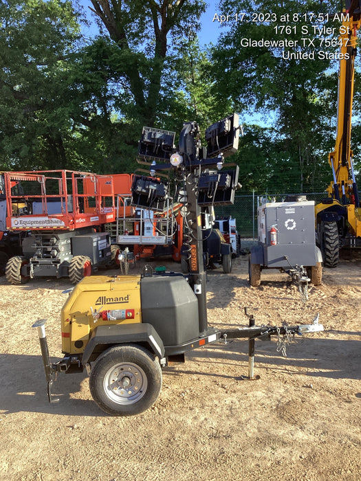 2022 Allmand NLV3GR (4) LED Light Fixture 350W, 23' Vertical Mast, 3kW Prime, Towable, Deep Sea L401, Leveling Jacks, Yanmar T4F 5.8hp