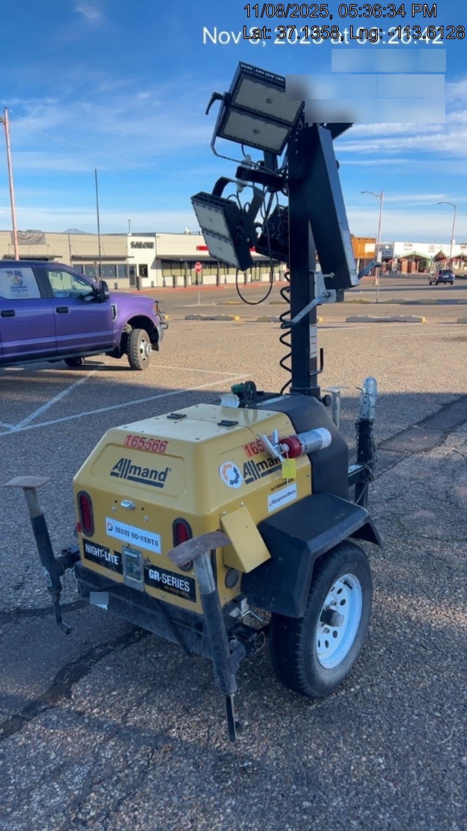 2021 Allmand NLV3GR (4) LED Light Fixture 350W, 23' Vertical Mast, 3kW Prime, Towable, Deep Sea L401, Leveling Jacks, Yanmar T4F 5.8hp