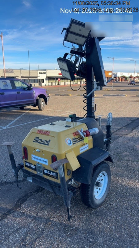 2021 Allmand NLV3GR (4) LED Light Fixture 350W, 23' Vertical Mast, 3kW Prime, Towable, Deep Sea L401, Leveling Jacks, Yanmar T4F 5.8hp