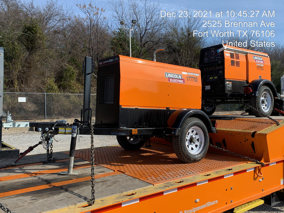 2021 Lincoln Electric Vantage 322 Vantage 322 Ready Pak 3 w/ Decals, ORANGE (includes trailer, cable rack, fender light kit) NO Telematics