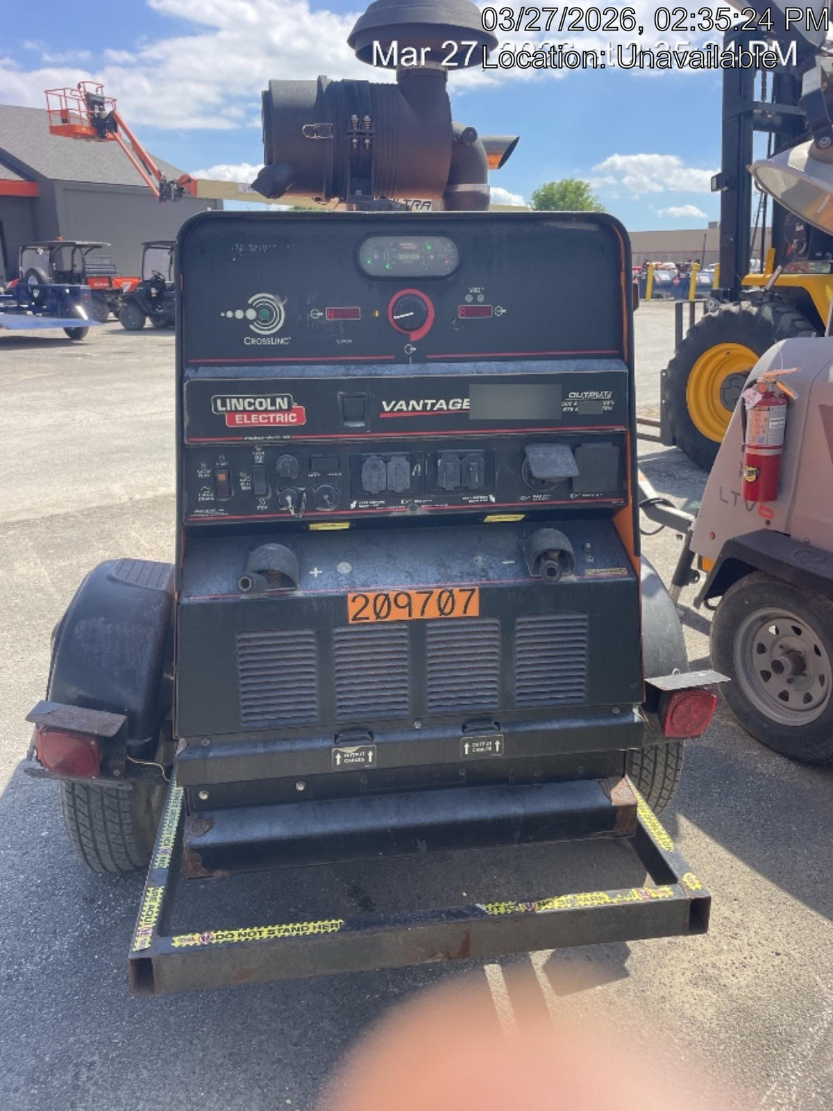 2021 Lincoln Electric Vantage 549X Ready Pak 3, ORANGE (includes trailer, cable rack, fender light kit)