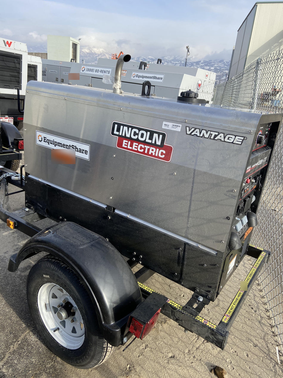2019 Lincoln Electric Vantage 322 Welder Ready-Pak 3, Two wheel trailer, Fender and Light kit, Cable Rack