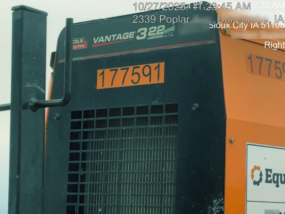 2021 Lincoln Electric Vantage 322 Vantage 322 Ready Pak 3 w/ Decals, ORANGE (includes trailer, cable rack, fender light kit) NO Telematics