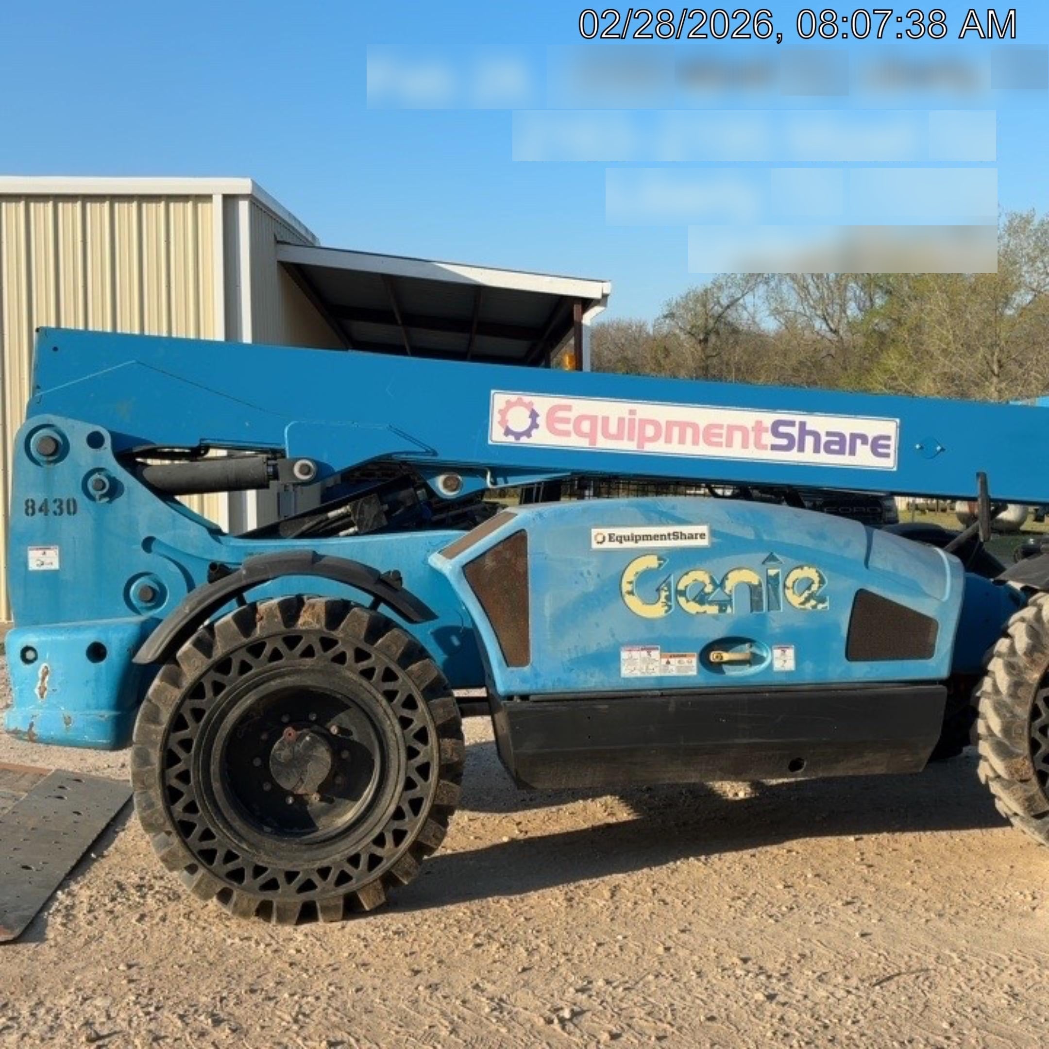 2018 Genie GTH-844 Genie GTH-844D w/Open ROPS, Solid Tires, Work Light/Beacon, 60" Carriage and Forks