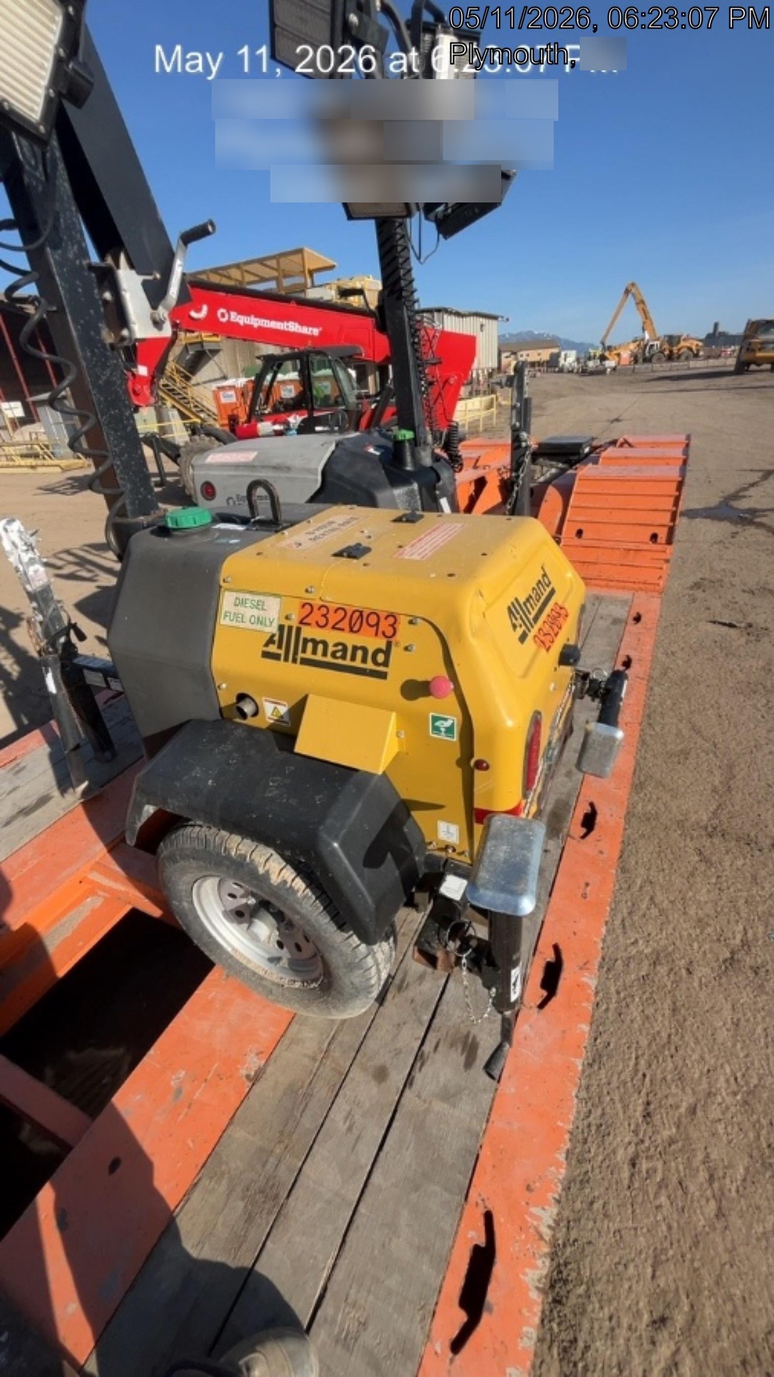 2022 Allmand NLV3GR (4) LED Light Fixture 350W, 23' Vertical Mast, 3kW Prime, Towable, Deep Sea L401, Leveling Jacks, Yanmar T4F 5.8hp