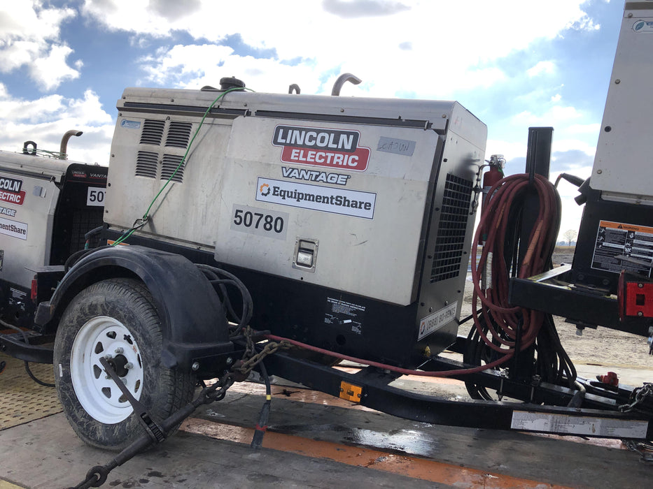 2019 Lincoln Electric Vantage 322 Welder Ready-Pak 3, Two wheel trailer, Fender and Light kit, Cable Rack