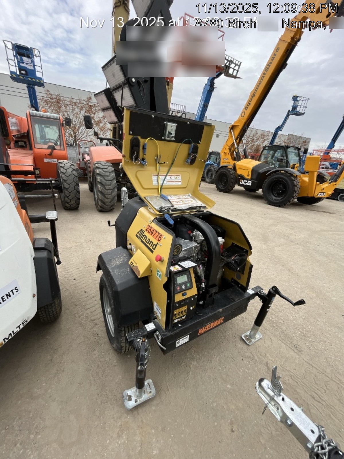 2022 Allmand NLV3GR (4) LED Light Fixture 350W, 23' Vertical Mast, 3kW Prime, Towable, ES Decals, T3