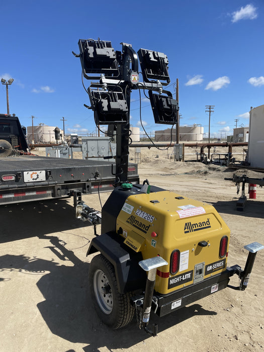 2022 Allmand NLV3GR (4) LED Light Fixture 350W, 23' Vertical Mast, 3kW Prime, Towable, ES Decals, T3