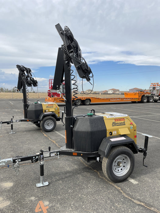 2022 Allmand NLV3GR (4) LED Light Fixture 350W, 23' Vertical Mast, 3kW Prime, Towable, Deep Sea L401, Leveling Jacks, Yanmar T4F 5.8hp