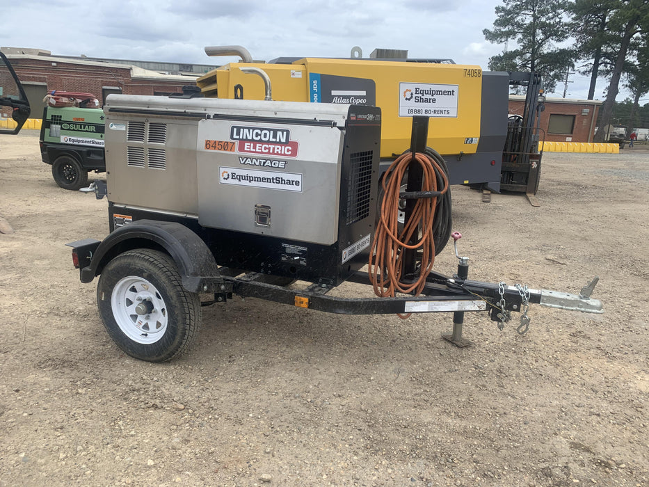 2019 Lincoln Electric Vantage 322 Welder Ready-Pak 3, Two wheel trailer, Fender and Light kit, Cable Rack