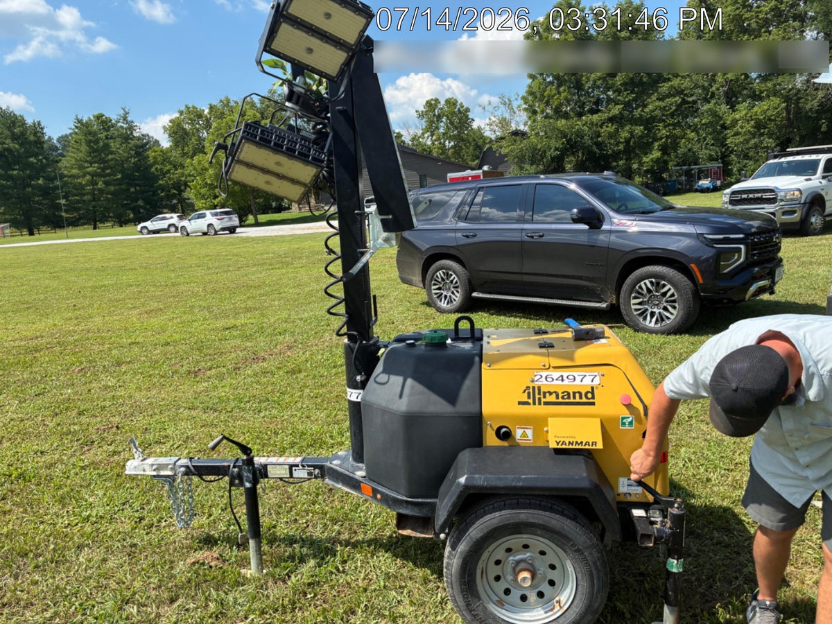 2022 Allmand NLV3GR (4) LED Light Fixture 350W, 23' Vertical Mast, 3kW Prime, Towable, ES Decals, T3