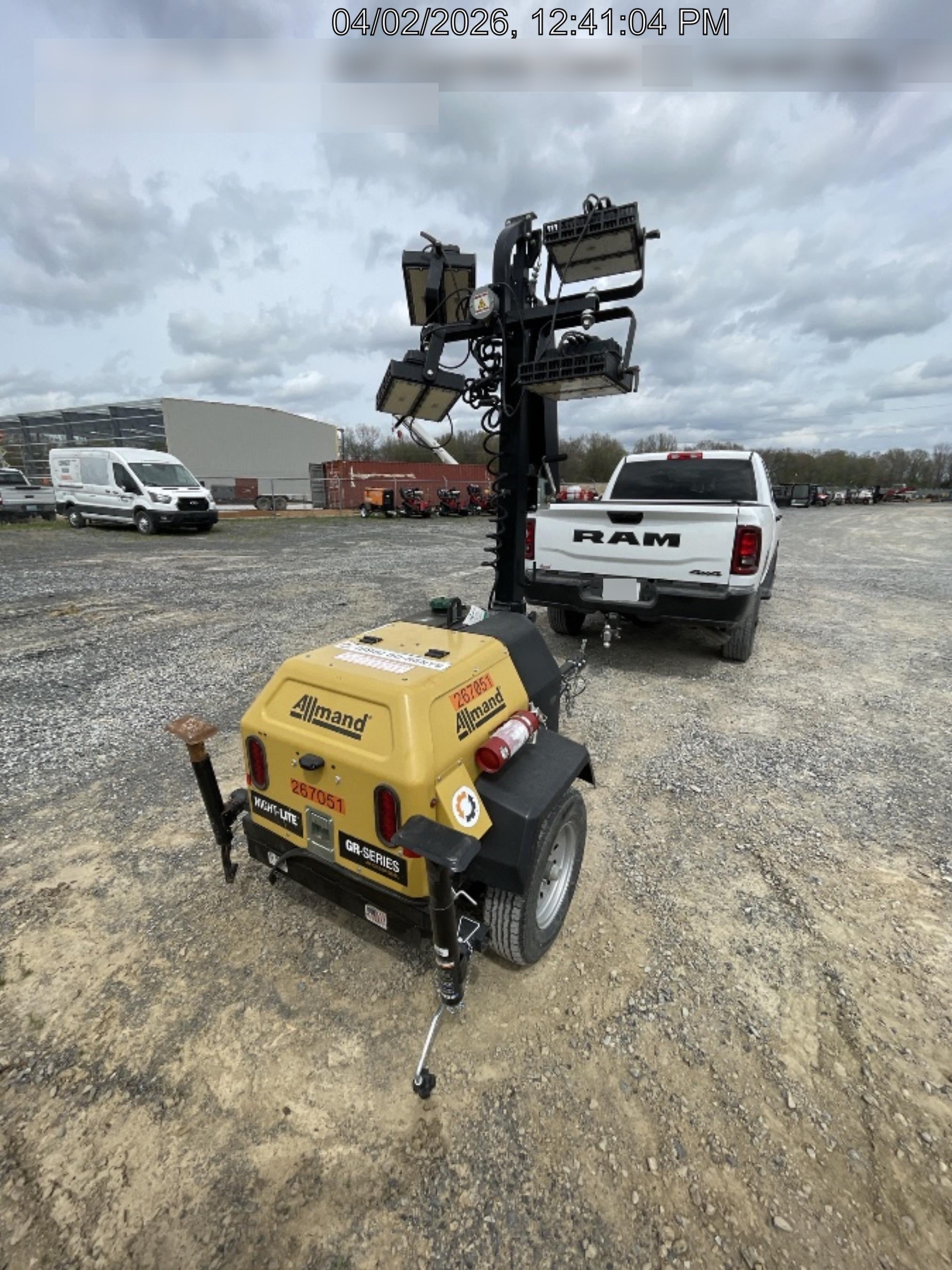 2022 Allmand NLV3GR (4) LED Light Fixture 350W, 23' Vertical Mast, 3kW Prime, Towable, ES Decals, T3
